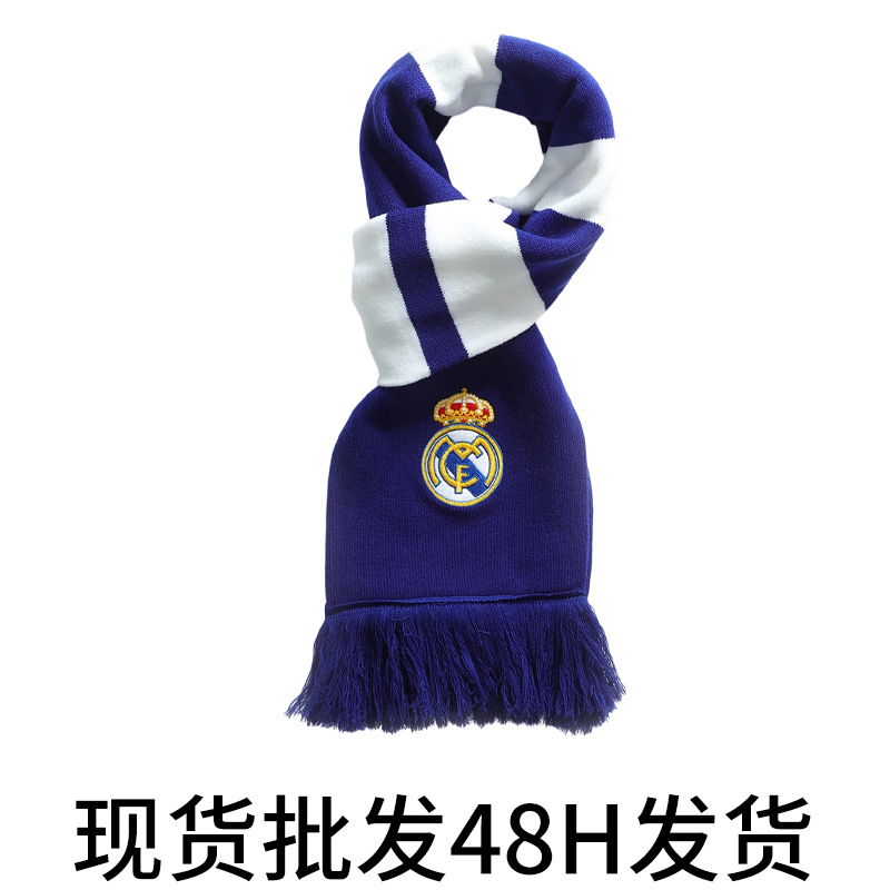 Real Madrid CF Knitted Striped Scarf - Tassel Fringe