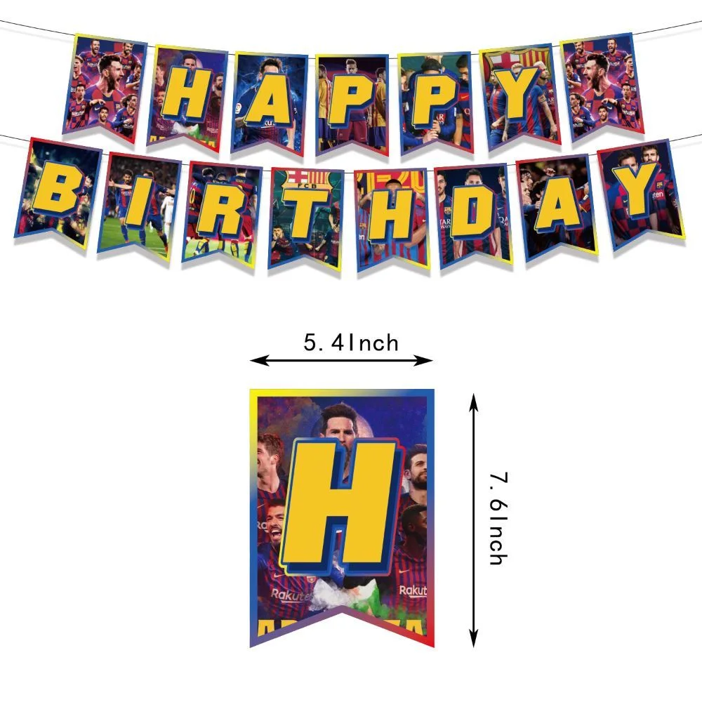 FC Barcelona Birthday Party Kit - Balloons, Banner and Cake Toppers