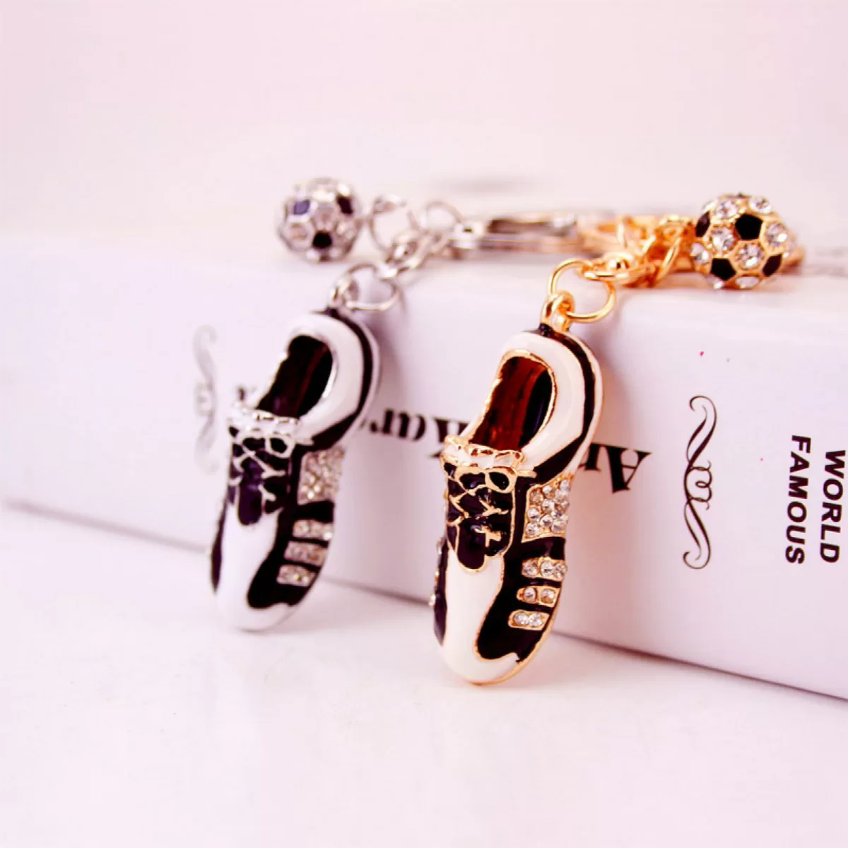 Rhinestone Football Boot Keychain