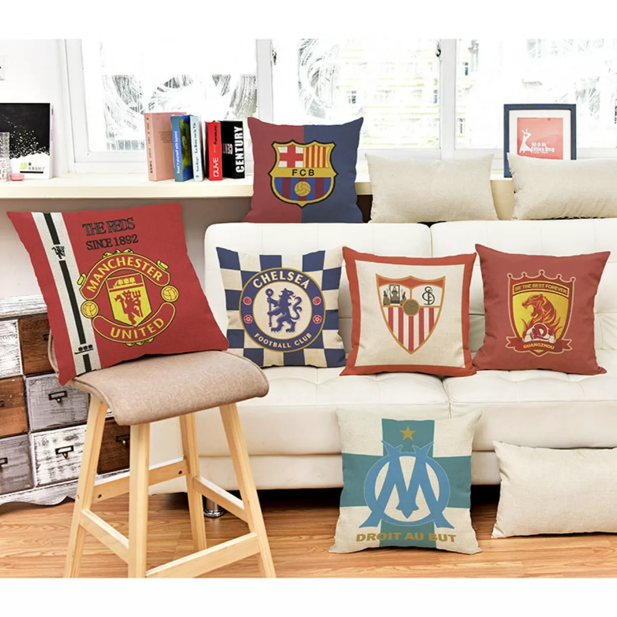 Linen Cushion Cover - Football Club Crest