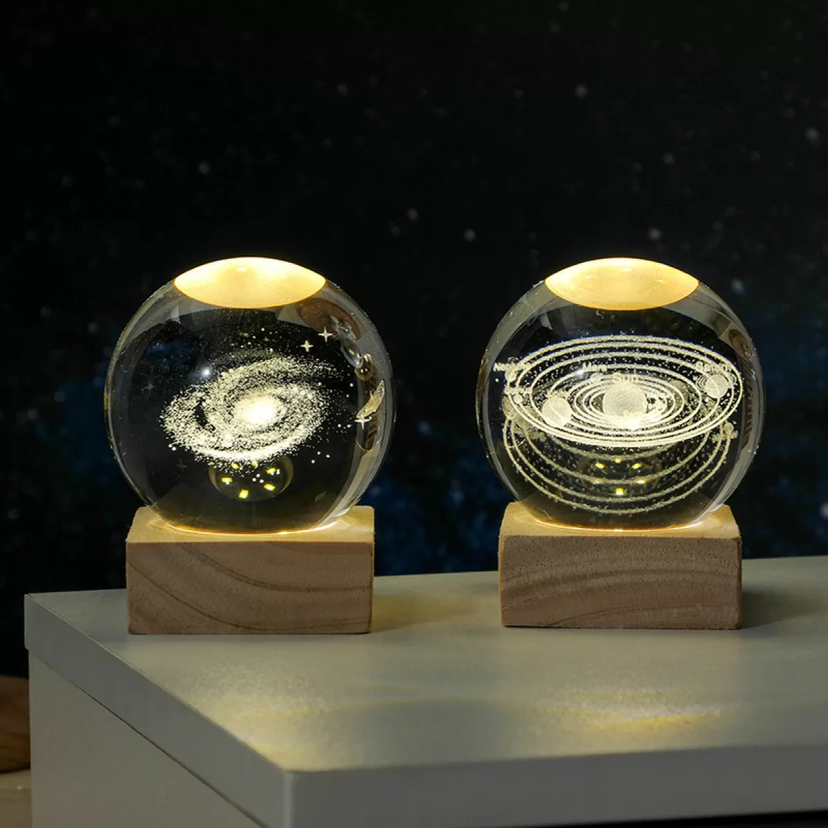 3D Crystal Ball LED Night Light - Football